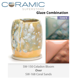 Celadon Bloom SW150 over Coral Sands SW168 Stoneware Combination